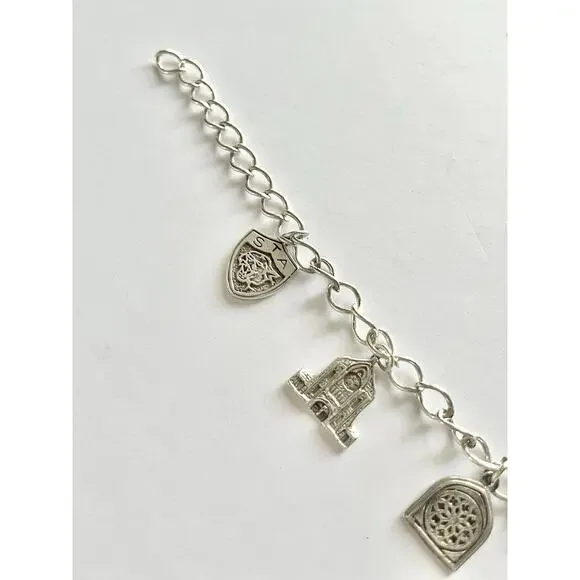 1960s 925 Sterling St. Thomas Aquinas Catholic School Dallas TX 4-Charm Bracelet - Picture 4 of 12